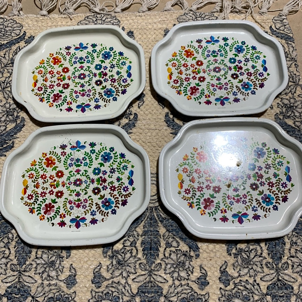 Elite tin floral trays made in England